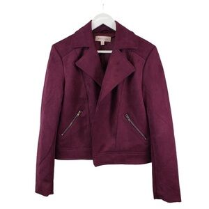 Philosophy Faux Suede Leather Open Front Moto Jacket Size Small